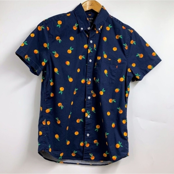 J Crew | Short-Sleeve Slim Orange-Print Flex Casual Shirt - Picture 4 of 7
